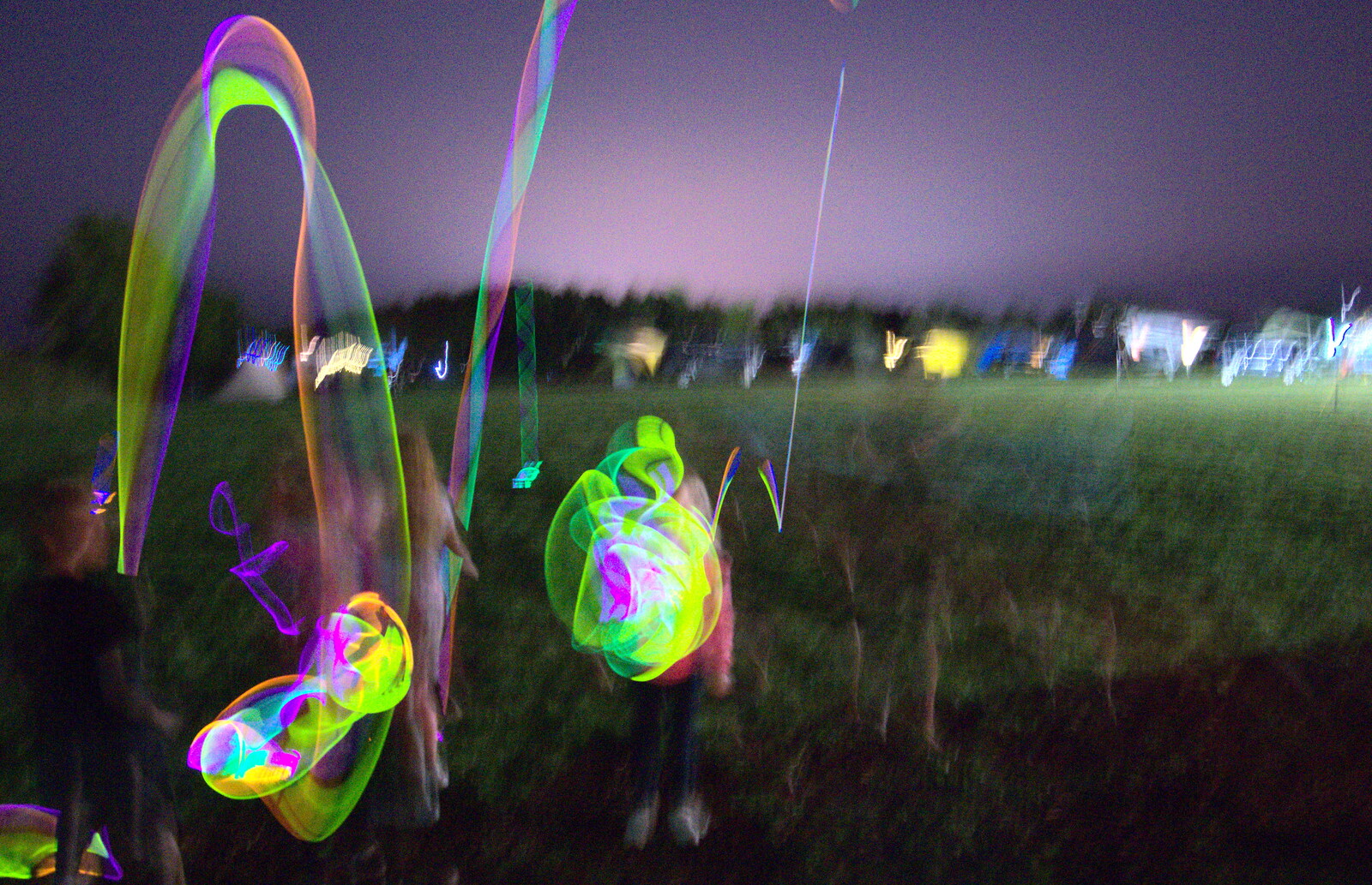 Some glowsticks are hurled into the air from A Spot of Camping, Alton Water, Stutton, Suffolk - 1st September 2018