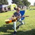 The next morning, Fred plays some guitar, A Spot of Camping, Alton Water, Stutton, Suffolk - 1st September 2018