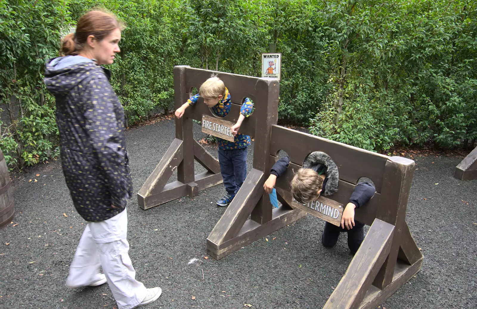 The boys are in stocks again, in Horrible Histories, from A Day at Warwick Castle, Warwickshire - 8th September 2018