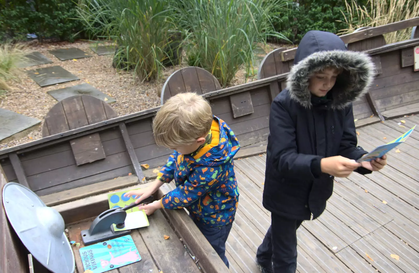 Harry stamps his card, from A Day at Warwick Castle, Warwickshire - 8th September 2018