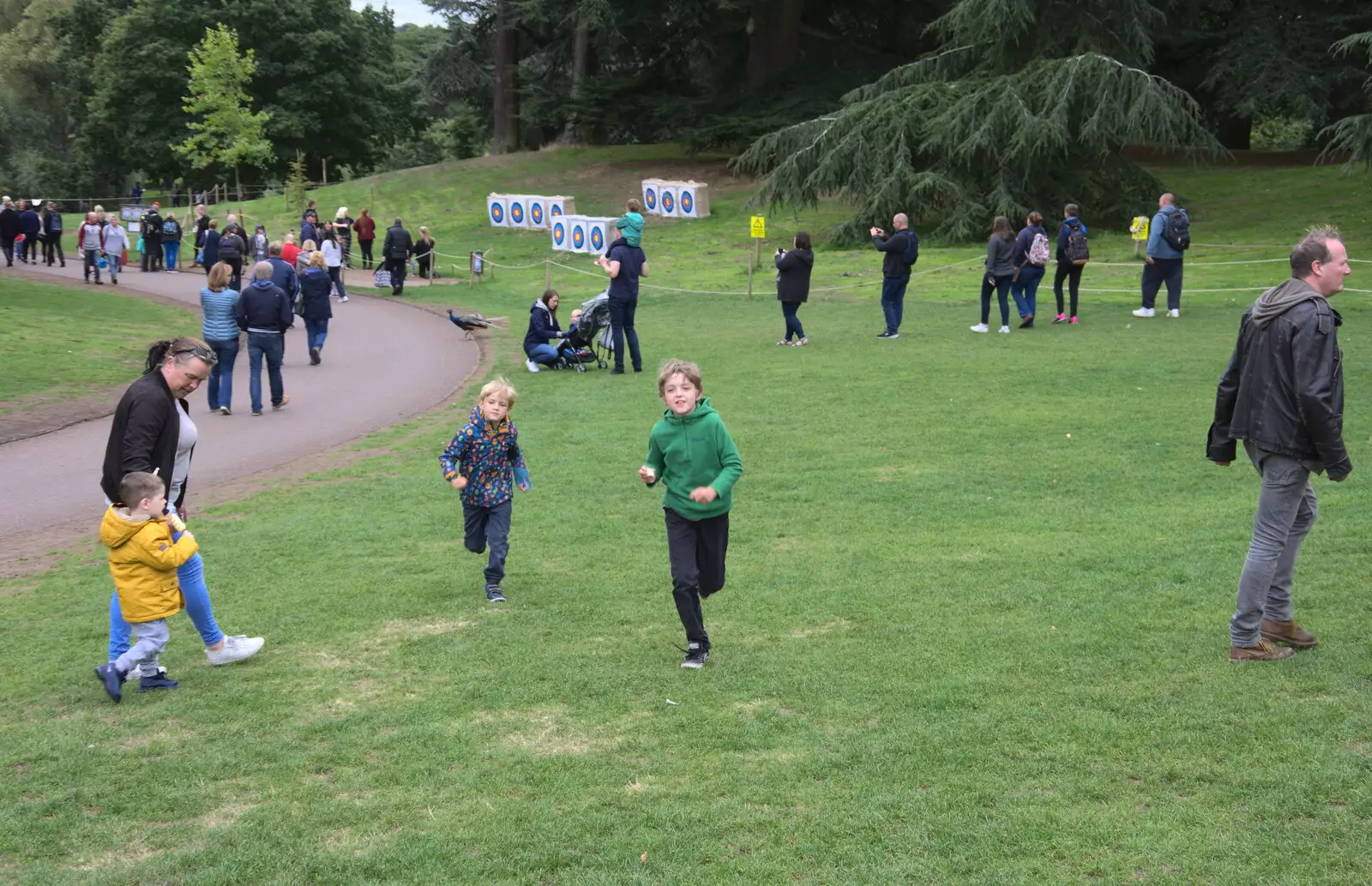 The boys run around, from A Day at Warwick Castle, Warwickshire - 8th September 2018