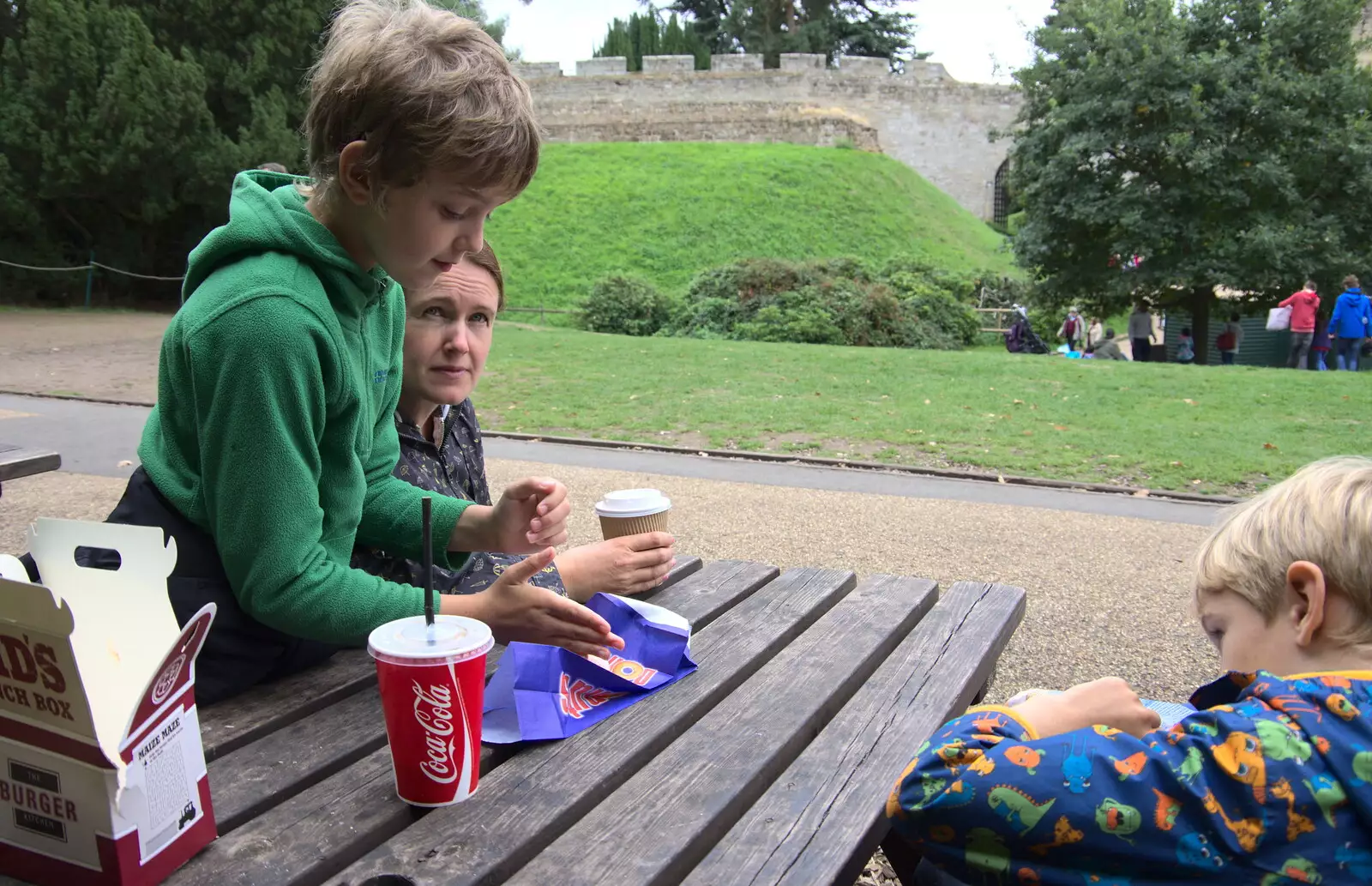 We stop for lunch, from A Day at Warwick Castle, Warwickshire - 8th September 2018