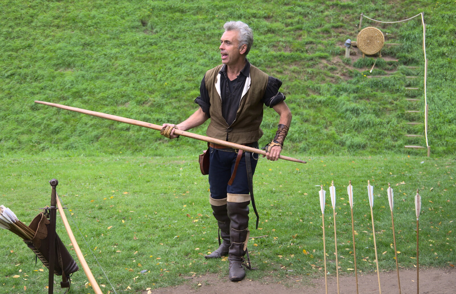 The trebuchet dude is now doing longbows  from A Day at Warwick Castle, Warwickshire - 8th September 2018
