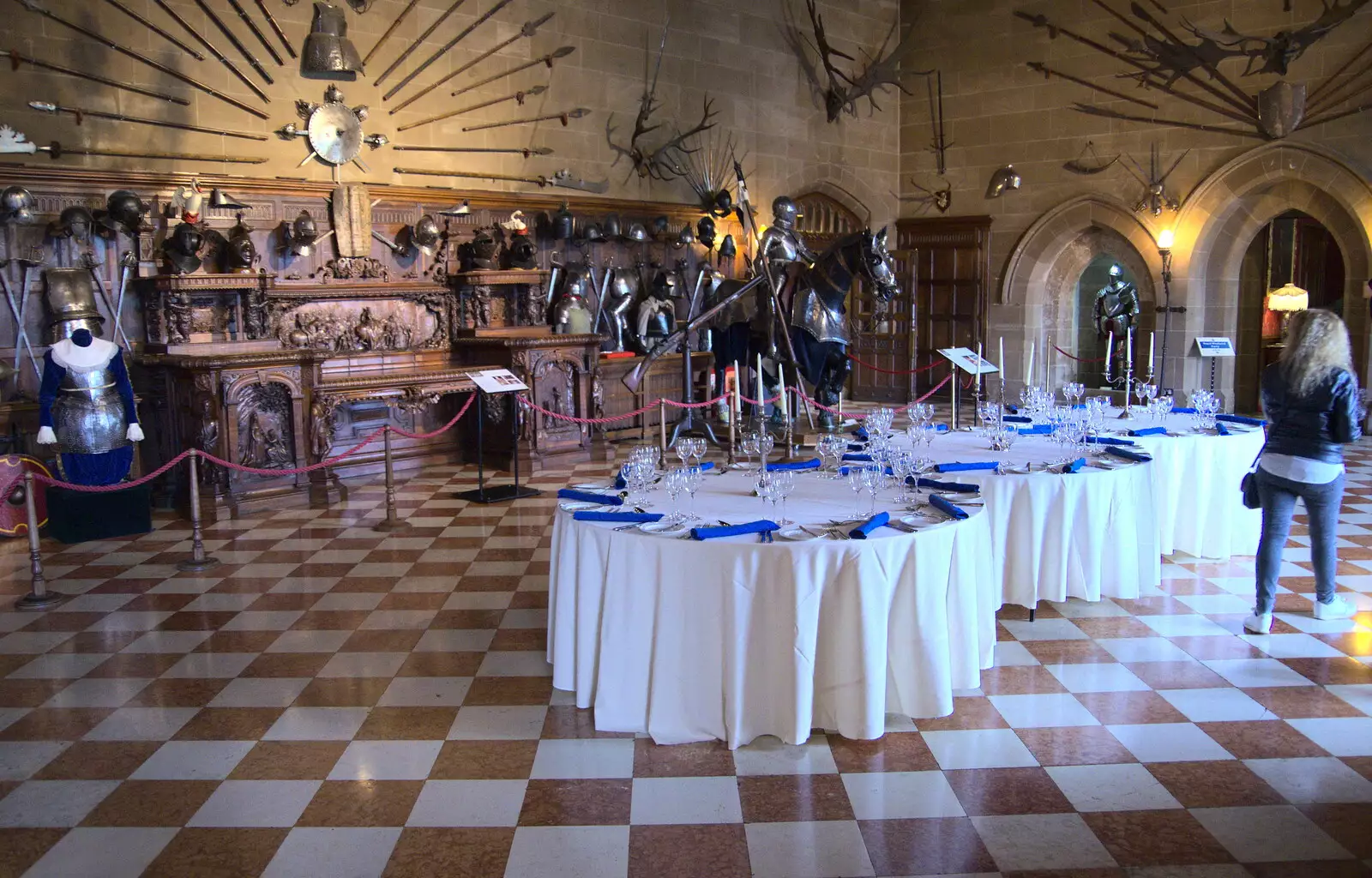 The great hall is set up for a wedding, from A Day at Warwick Castle, Warwickshire - 8th September 2018