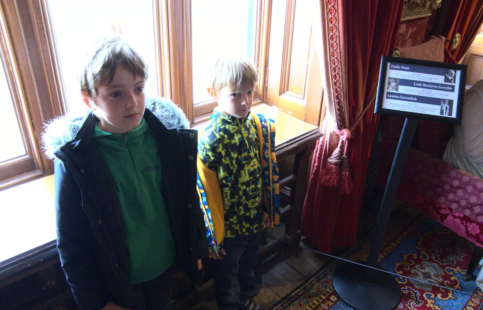 The boys stare at something, from A Day at Warwick Castle, Warwickshire - 8th September 2018