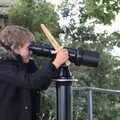 Fred peers through a telescope, A Day at Warwick Castle, Warwickshire - 8th September 2018