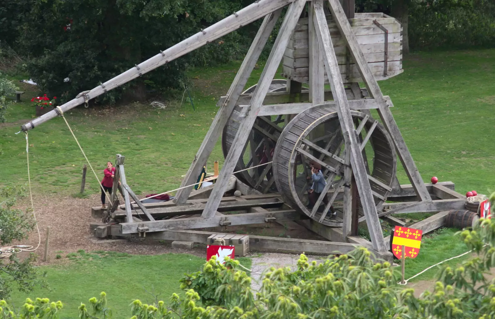 The trebuchet is wound up by human hamsters, from A Day at Warwick Castle, Warwickshire - 8th September 2018