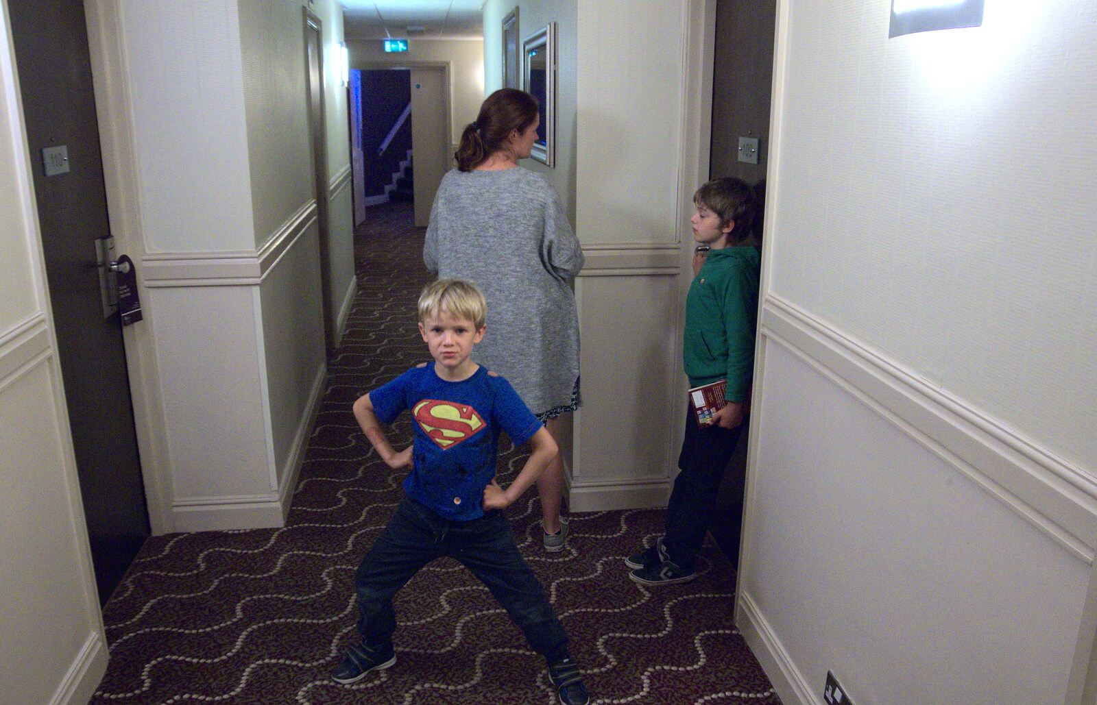 Harry is Superman, outside the room from A Day at Warwick Castle, Warwickshire - 8th September 2018