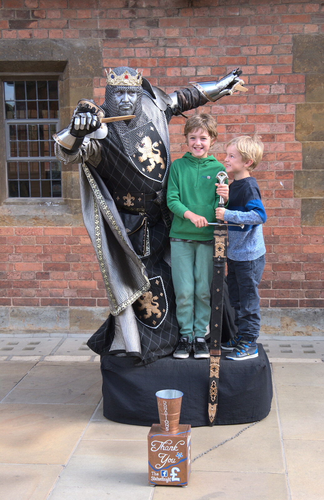 Fred, Harry and the Silver Knight of Straford from A Postcard from Stratford-upon-Avon, Warwickshire - 9th September 2018