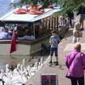 A boy flings bread to the swans, A Postcard from Stratford-upon-Avon, Warwickshire - 9th September 2018