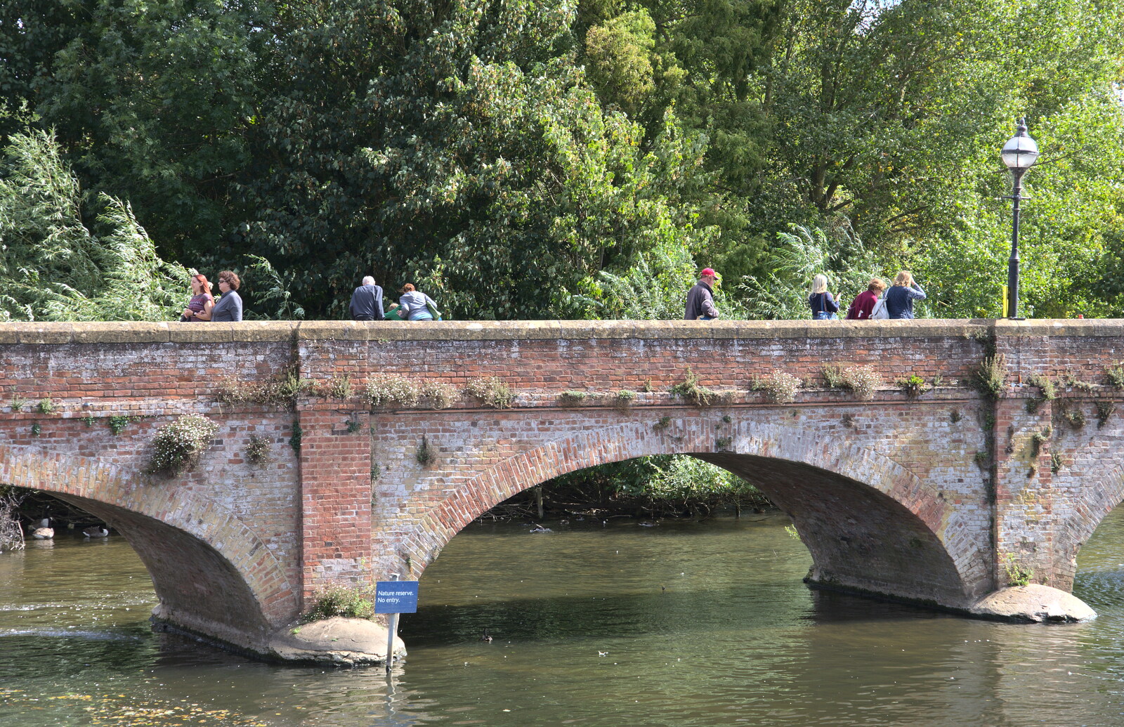 Grandad and Isobel in the bridge from A Postcard from Stratford-upon-Avon, Warwickshire - 9th September 2018