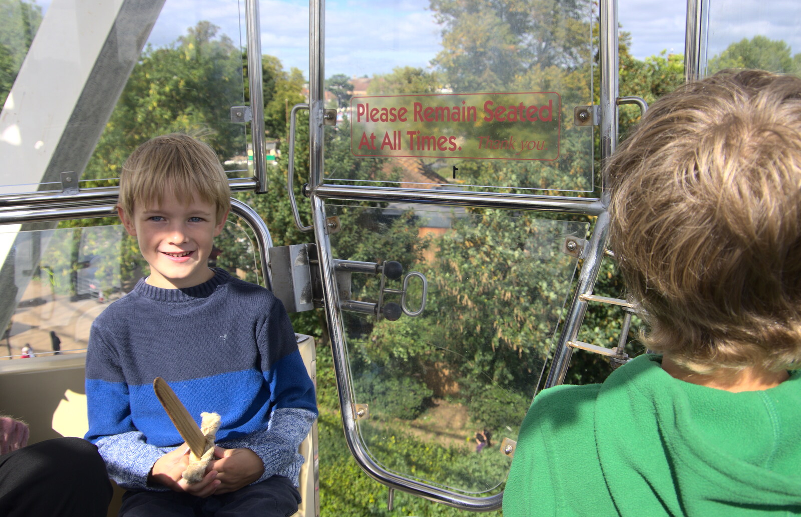 Harry in the ferris wheel from A Postcard from Stratford-upon-Avon, Warwickshire - 9th September 2018