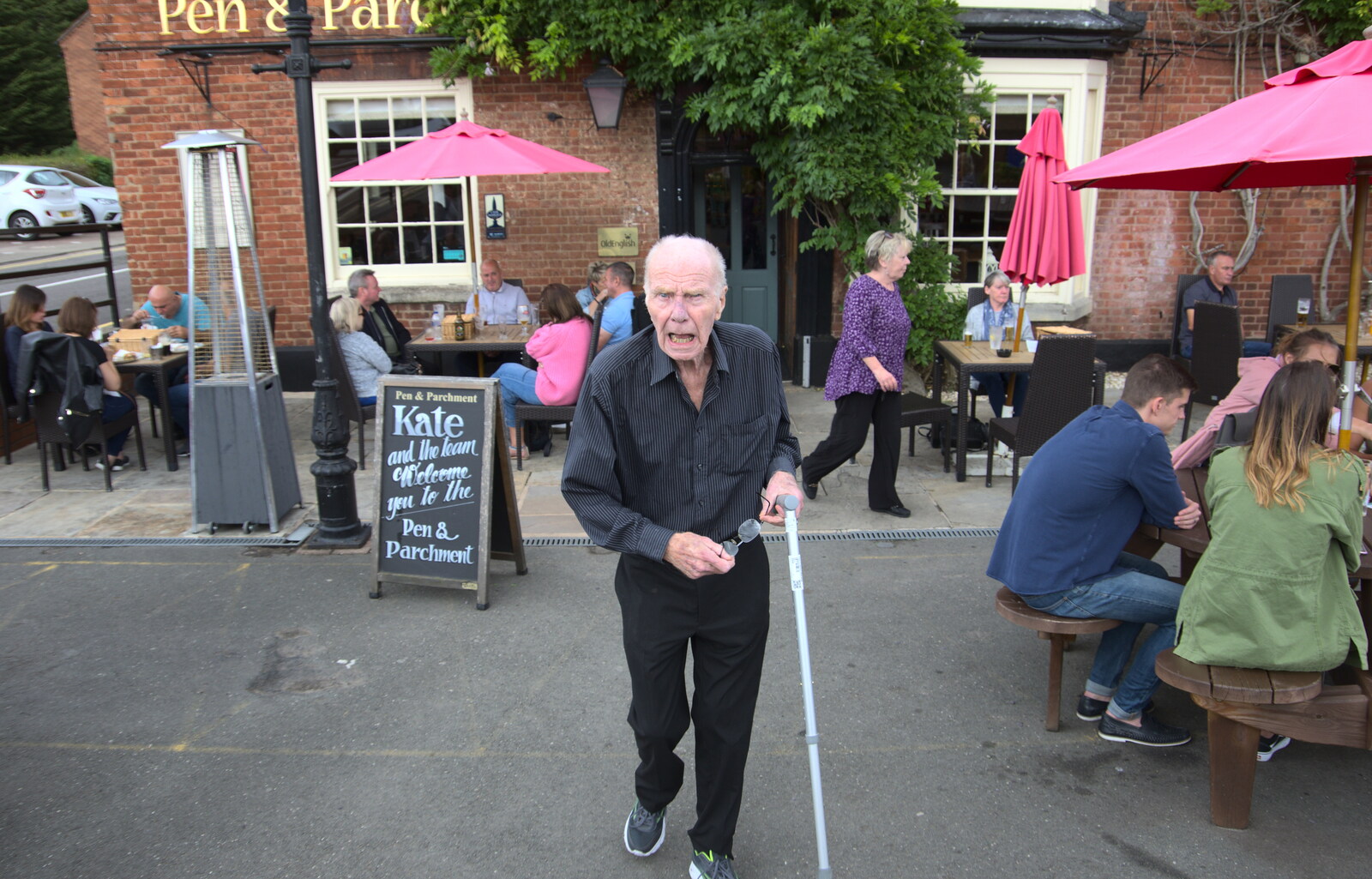 Grandad outside the Pen and Parchment from A Postcard from Stratford-upon-Avon, Warwickshire - 9th September 2018