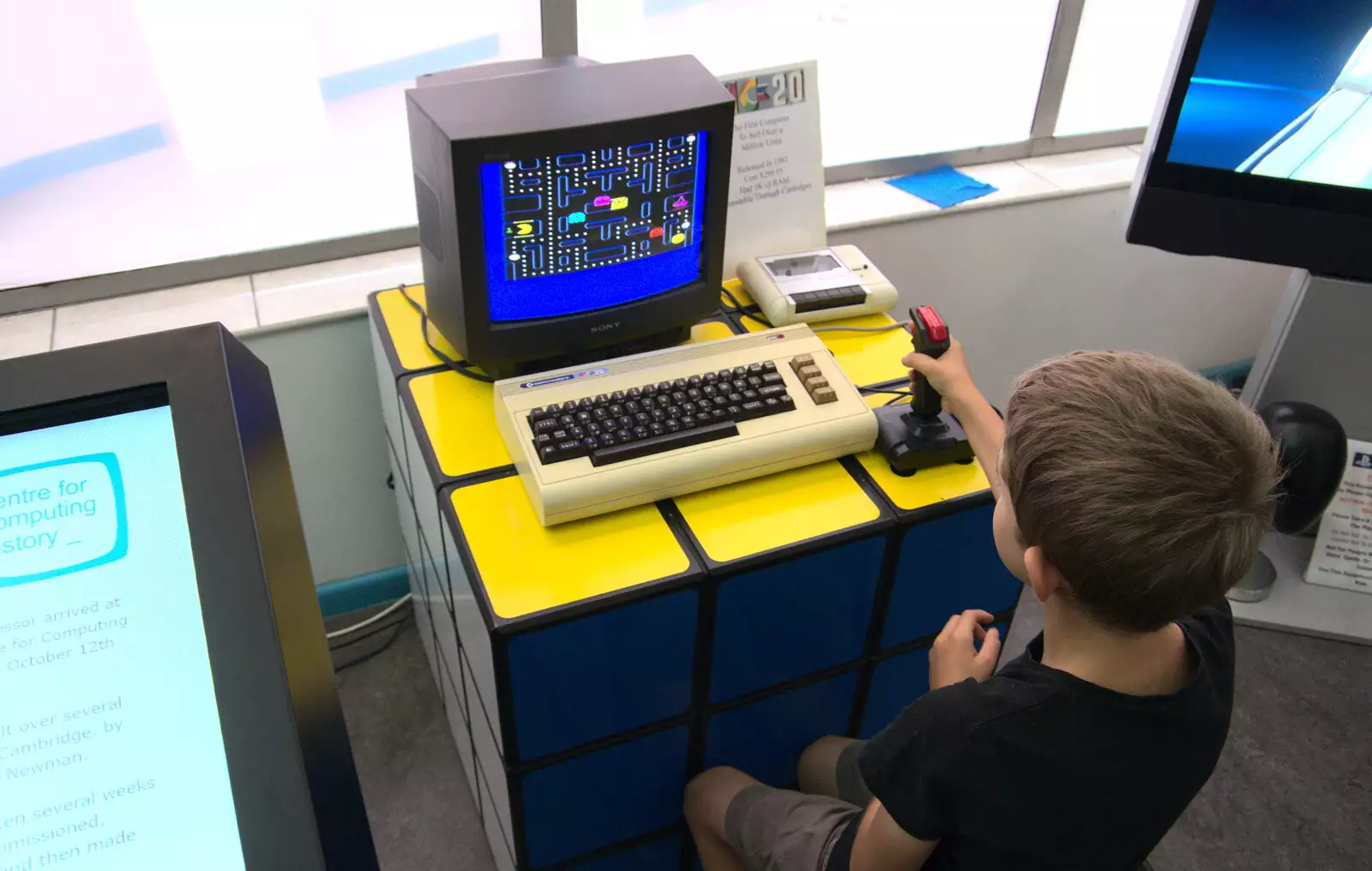 Fred plays Pac Man on a VIC-20, from The Retro Computer Festival, Centre For Computing History, Cambridge - 15th September 2018