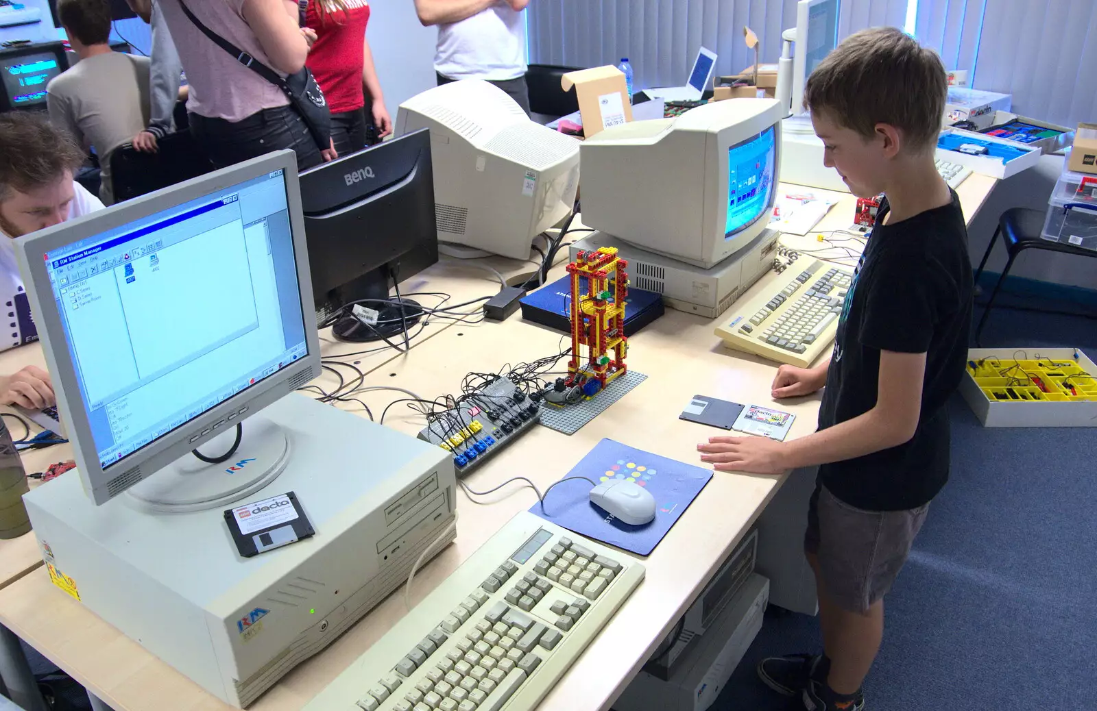 Fred is naturally drawn to the computerised Lego, from The Retro Computer Festival, Centre For Computing History, Cambridge - 15th September 2018