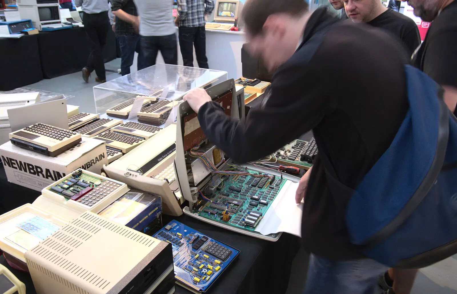 Someone lifts the lid of a Commodore 800, from The Retro Computer Festival, Centre For Computing History, Cambridge - 15th September 2018