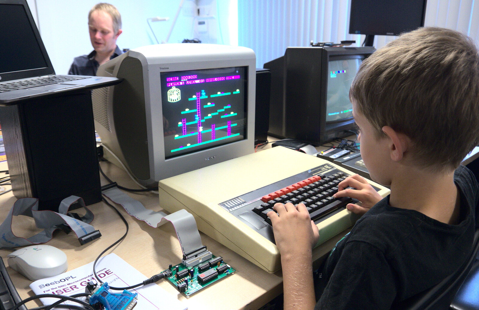 Fred plays Chuckie Egg on a BBC Micro from The Retro Computer Festival, Centre For Computing History, Cambridge - 15th September 2018