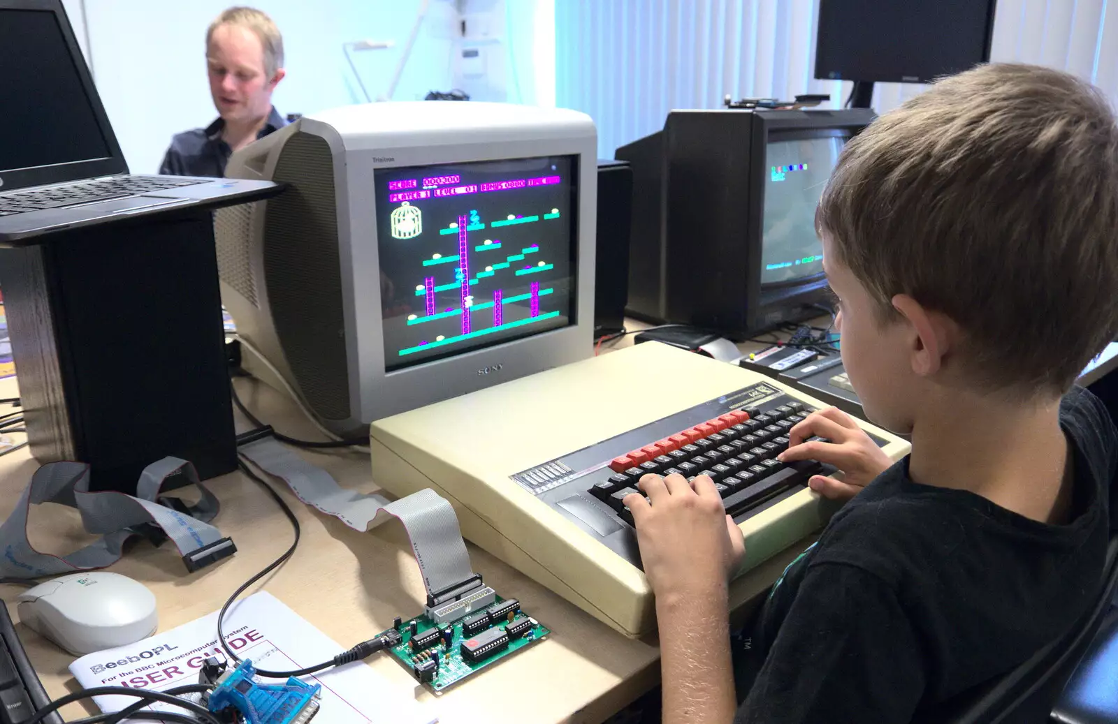 Fred plays Chuckie Egg on a BBC Micro, from The Retro Computer Festival, Centre For Computing History, Cambridge - 15th September 2018