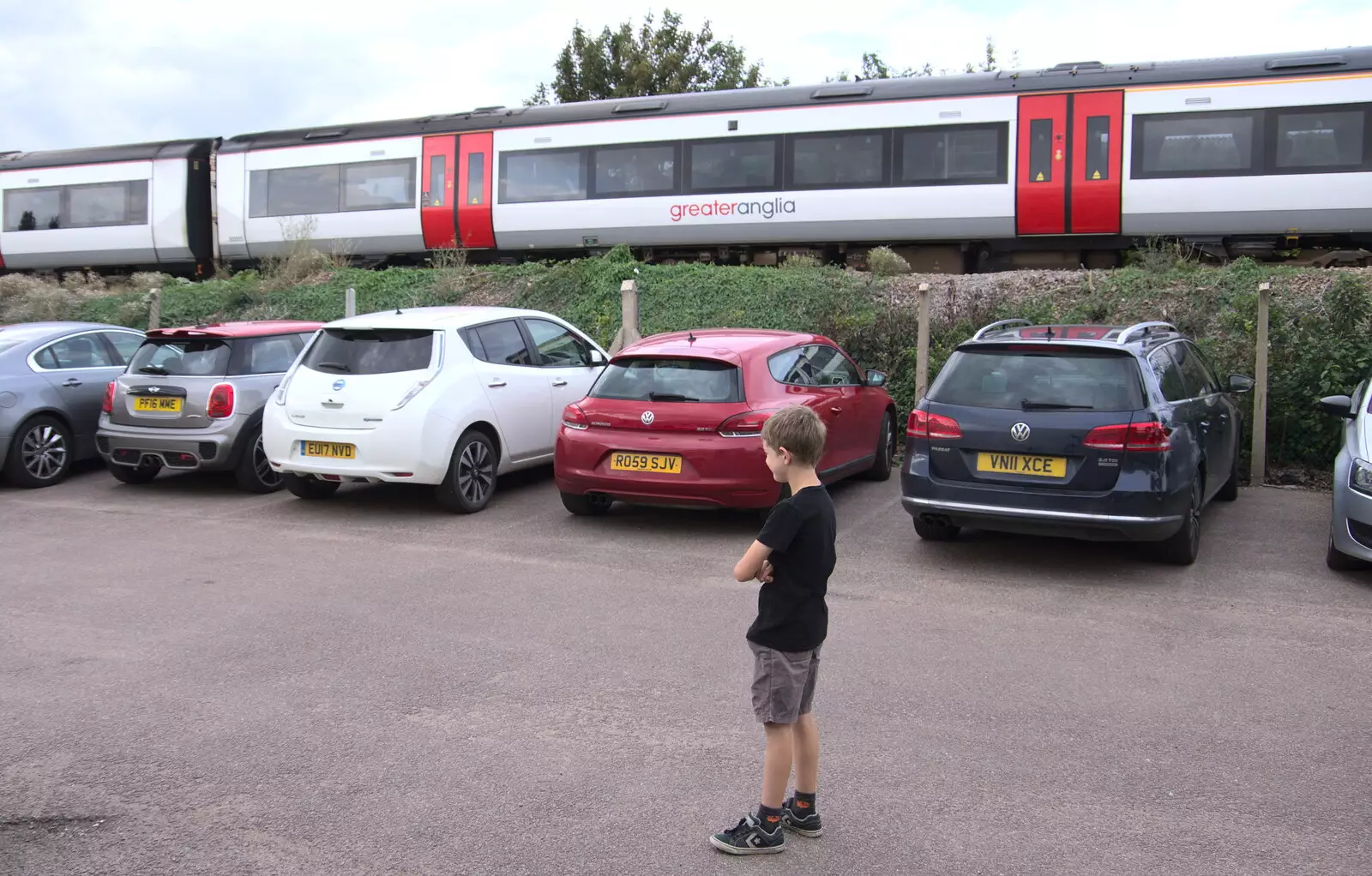 The train from Ipswich rumbles past, from The Retro Computer Festival, Centre For Computing History, Cambridge - 15th September 2018