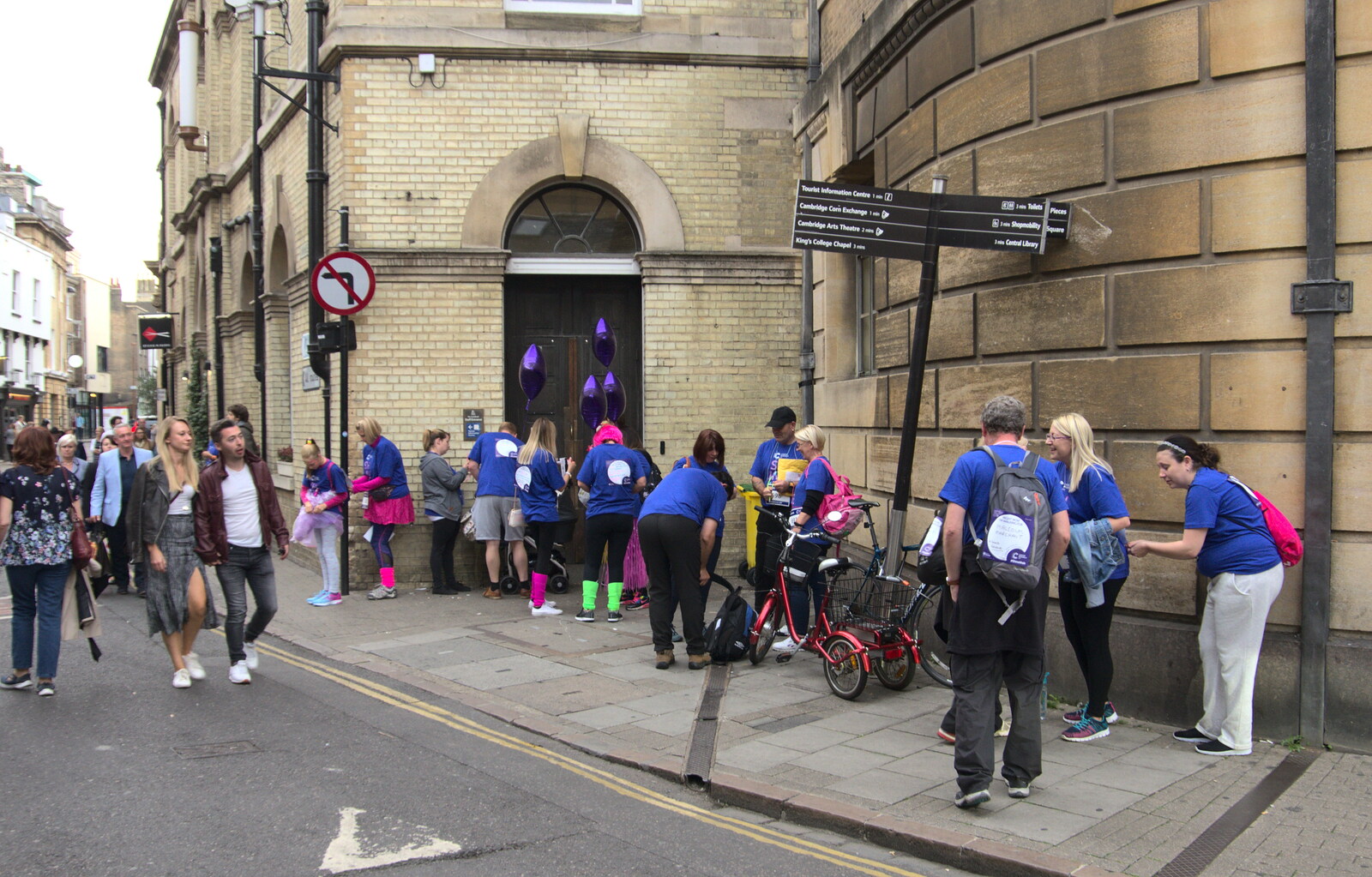 Sponsored walkers on Corn Exchange Street from The Retro Computer Festival, Centre For Computing History, Cambridge - 15th September 2018
