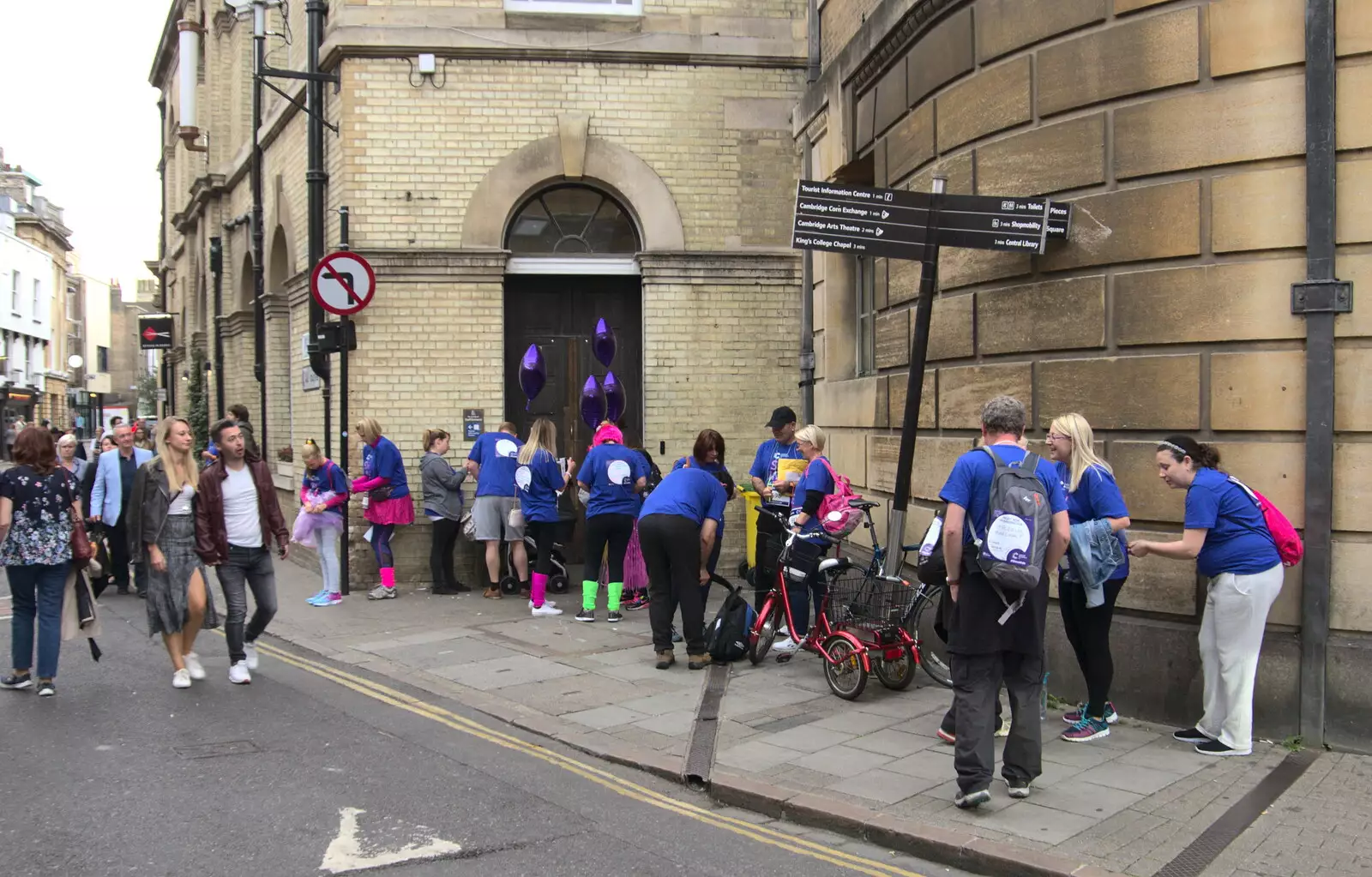 Sponsored walkers on Corn Exchange Street, from The Retro Computer Festival, Centre For Computing History, Cambridge - 15th September 2018