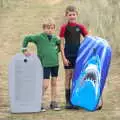 Harry and Fred pose in their Tesco wetsuits , An Optimistic Camping Weekend, Waxham Sands, Norfolk - 22nd September 2018