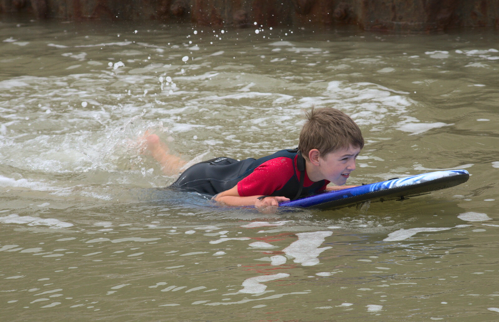Fred practices a bit of body boarding from An Optimistic Camping Weekend, Waxham Sands, Norfolk - 22nd September 2018