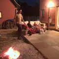 Nosher roams around the fire pit, Isobel and the Invidia Voices, Norwich Railway Station, Norfolk- 28th September 2018