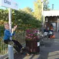 Fred clings on to a lamp post, Isobel and the Invidia Voices, Norwich Railway Station, Norfolk- 28th September 2018