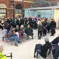 Down at Norwich Station, the choir assembles, Isobel and the Invidia Voices, Norwich Railway Station, Norfolk- 28th September 2018