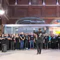 The conductor, er, conducts, Isobel and the Invidia Voices, Norwich Railway Station, Norfolk- 28th September 2018