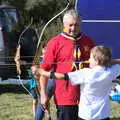 Fred does a bit of archery, Gislingham Silver Band and the Duck Race, The Pennings, Eye, Suffolk - 29th September 2018