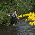 Jules pulls a bit of weed up, Gislingham Silver Band and the Duck Race, The Pennings, Eye, Suffolk - 29th September 2018