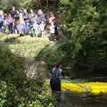 The ducks are assisted up the river, Gislingham Silver Band and the Duck Race, The Pennings, Eye, Suffolk - 29th September 2018