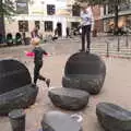 The boys run around on sculptures in the Haymarket, A Miscellany, Norwich , Norfolk - 30th September 2018