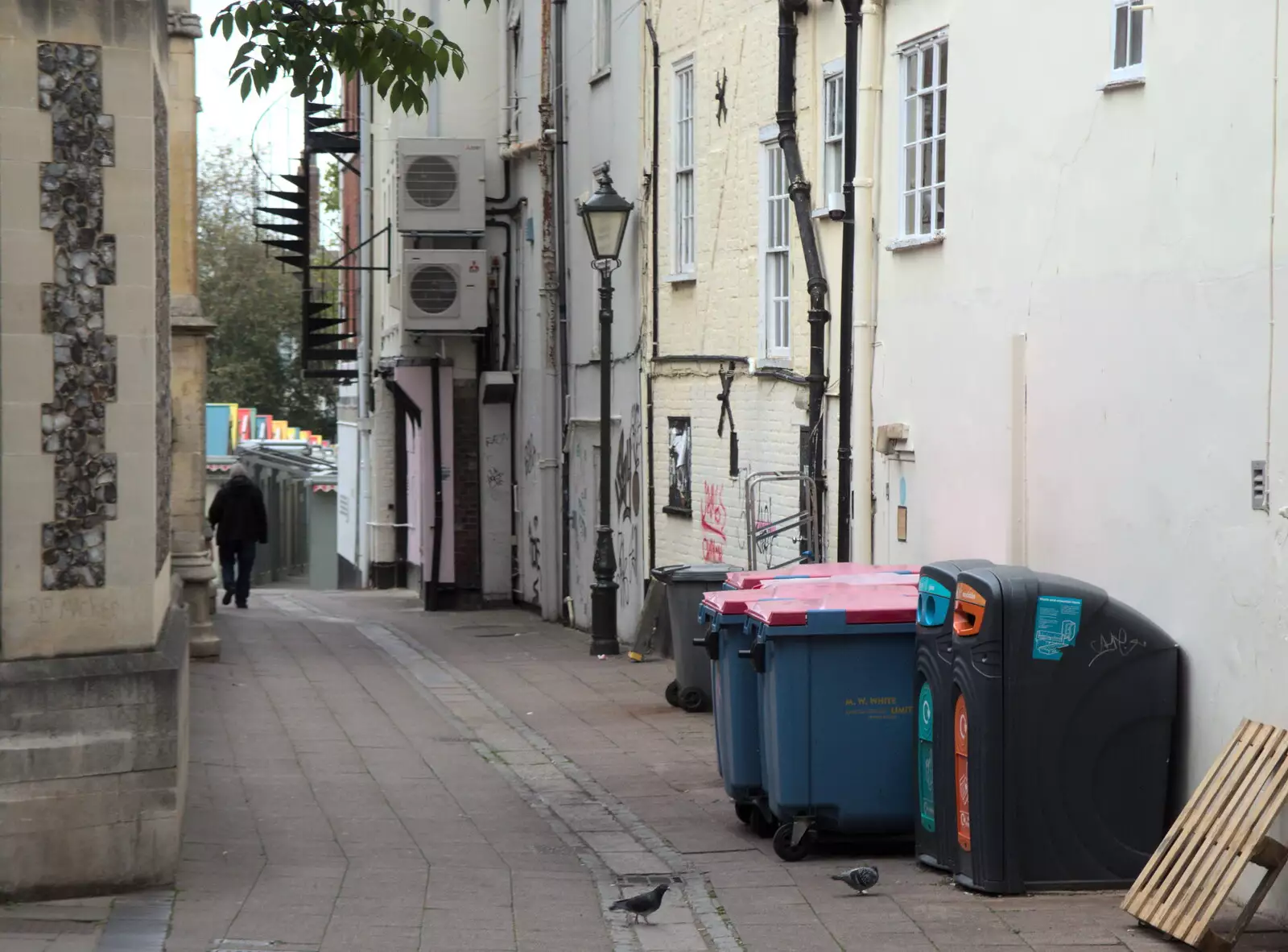 Bins and graffiti on Weaver's Lane, from A Miscellany, Norwich , Norfolk - 30th September 2018