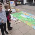 The boys watch some dude do pointilist pavement art, A Miscellany, Norwich , Norfolk - 30th September 2018