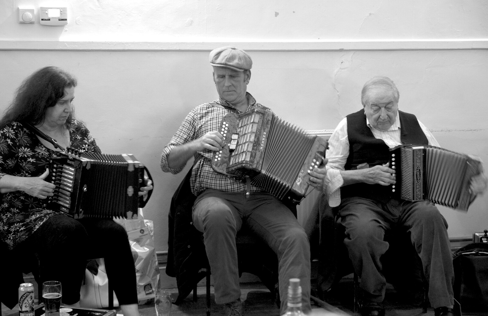 The three accordions from Big Steve's Music Night, The Village Hall, Brome, Suffolk - 6th October 2018