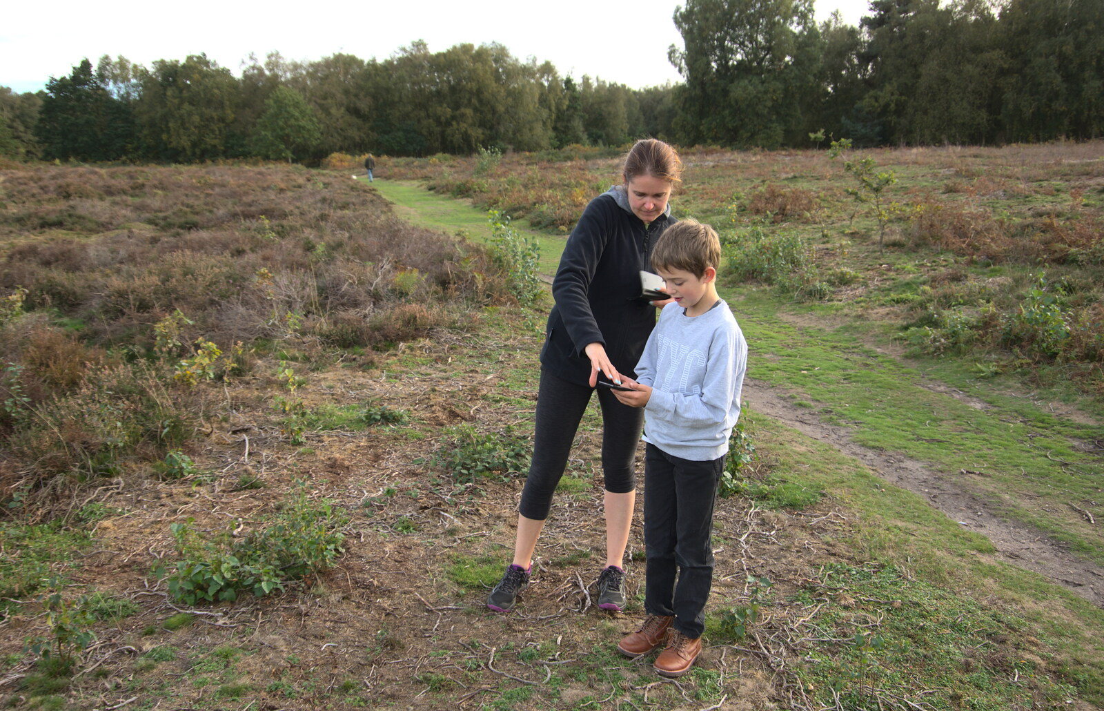 Fred reads the map from Evidence of Autumn: Geocaching on Knettishall Heath, Suffolk - 7th October 2018