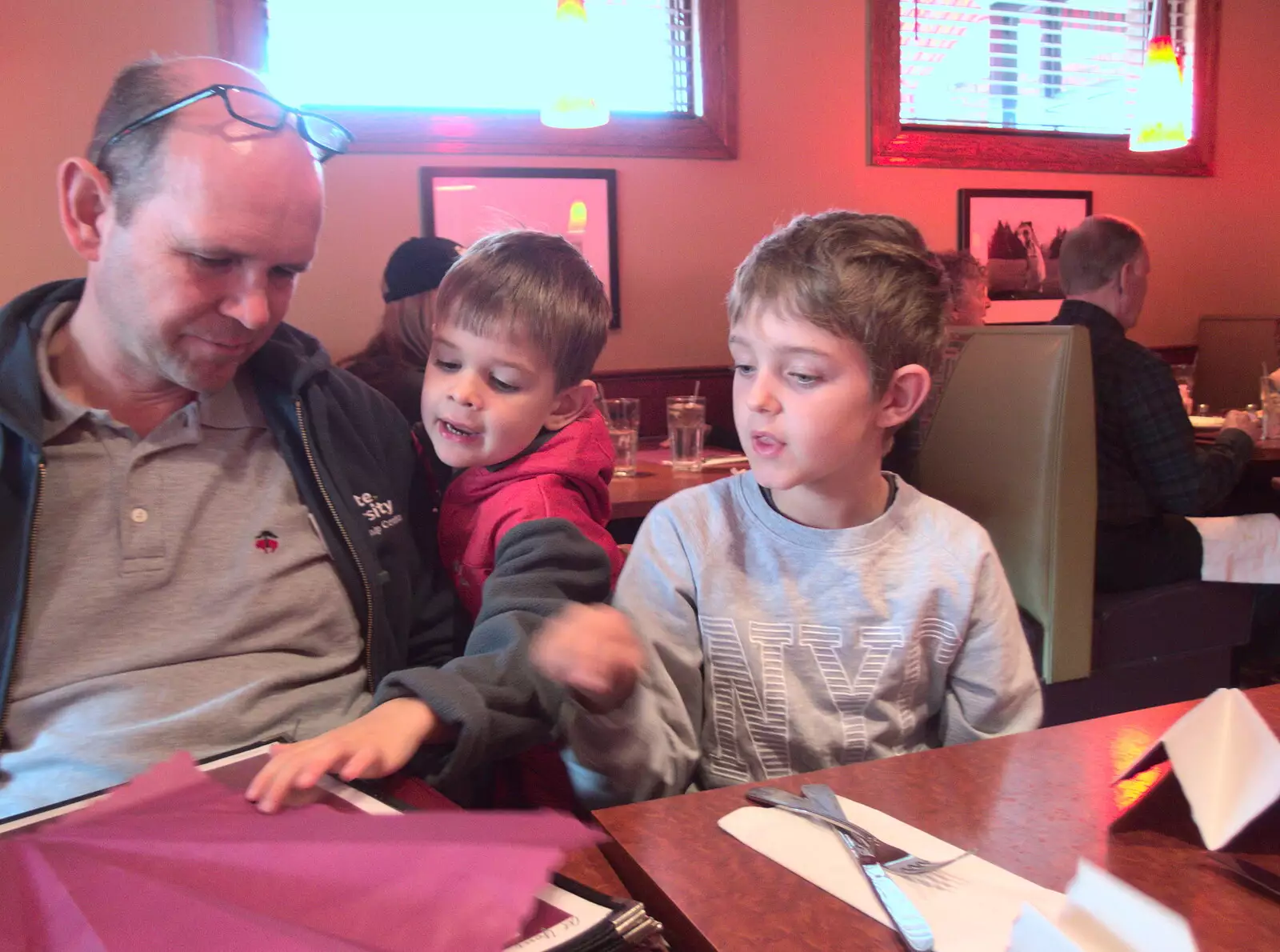 Phil, Simon and Fred in the Broadway Diner, from A Trip to Short Hills, New Jersey, United States - 20th October 2018