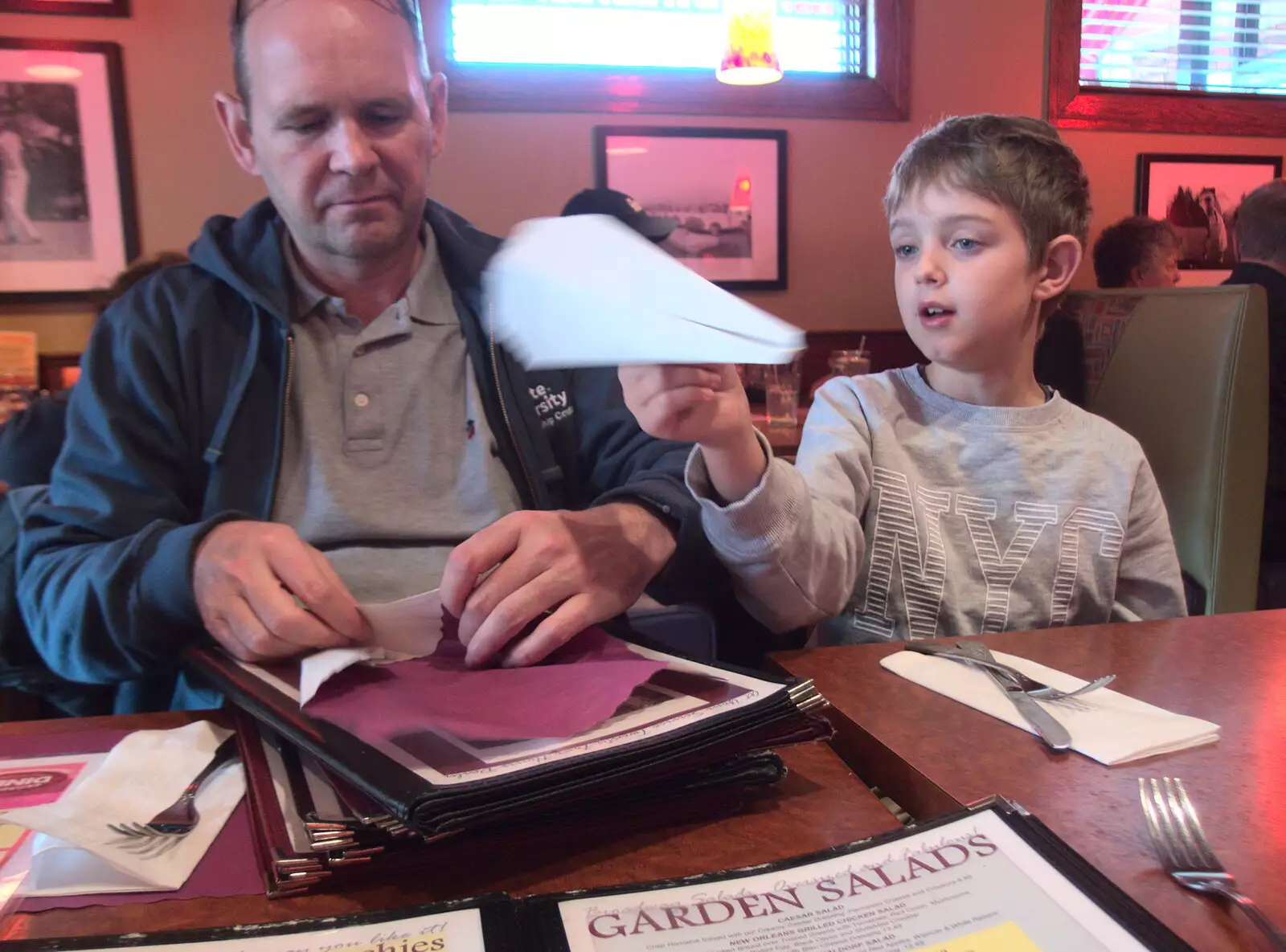 Fred makes paper aeroplanes, from A Trip to Short Hills, New Jersey, United States - 20th October 2018