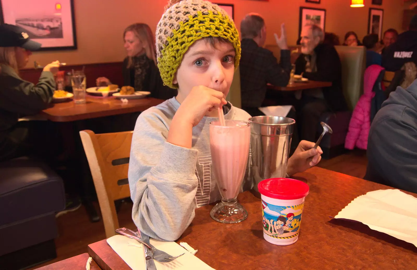 Fred has a milkshake, from A Trip to Short Hills, New Jersey, United States - 20th October 2018