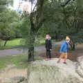 Fred and Harry on the rocks in Central Park, Open-top Buses and a Day at the Museum, New York, United States - 22nd October 2018