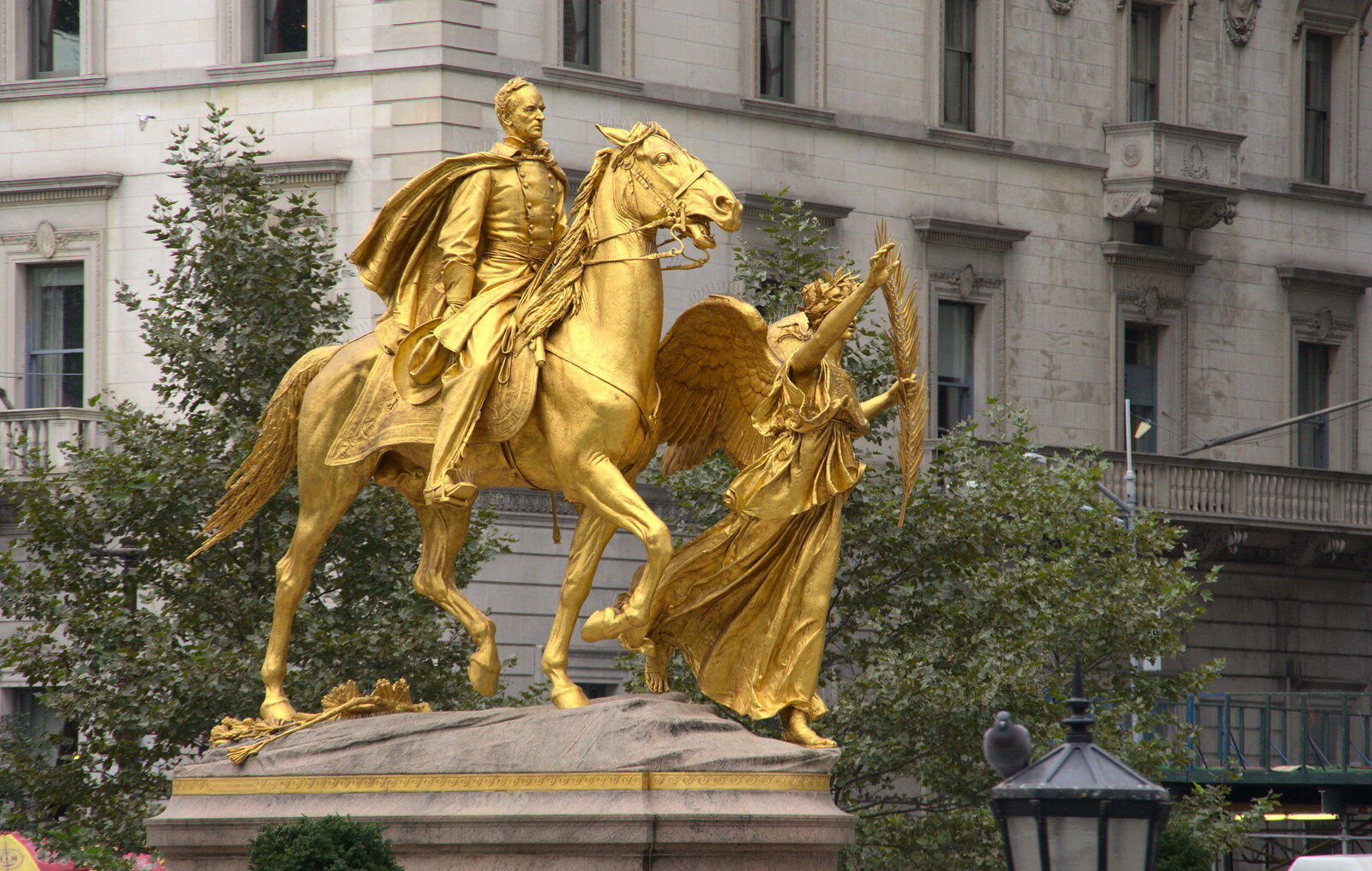 A very bright gold statue from Open-top Buses and a Day at the Museum, New York, United States - 22nd October 2018