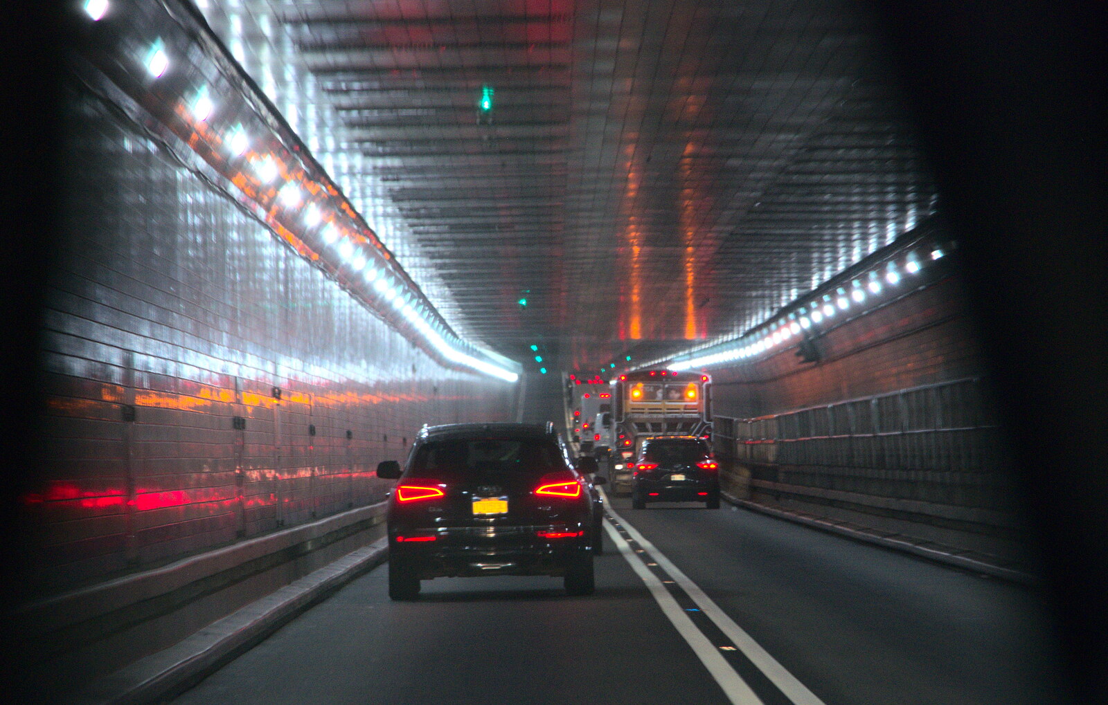 In the Lincoln Tunnel on the way to New Jersey from The Liberty Cruise and One World Trade Center, New York, United States - 23rd October 2018