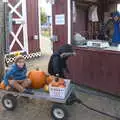 Harry has a sit down on the trolley, Pumpkin Picking at Alstede Farm, Chester, Morris County, New Jersey - 24th October 2018