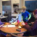 Fred, Harry and Nosher do pumpkin carving, Pumpkin Picking at Alstede Farm, Chester, Morris County, New Jersey - 24th October 2018