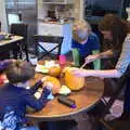 It's a family pumpkin carving session, Pumpkin Picking at Alstede Farm, Chester, Morris County, New Jersey - 24th October 2018