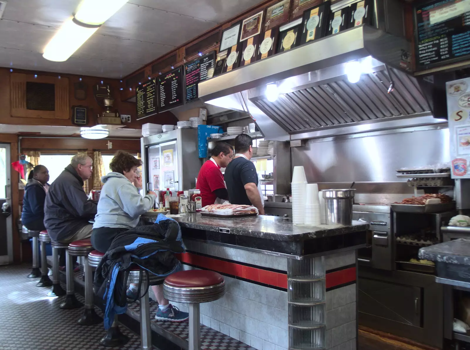 Customers at the counter, from Times Square, USS Intrepid and the High Line, Manhattan, New York - 25th October 2018