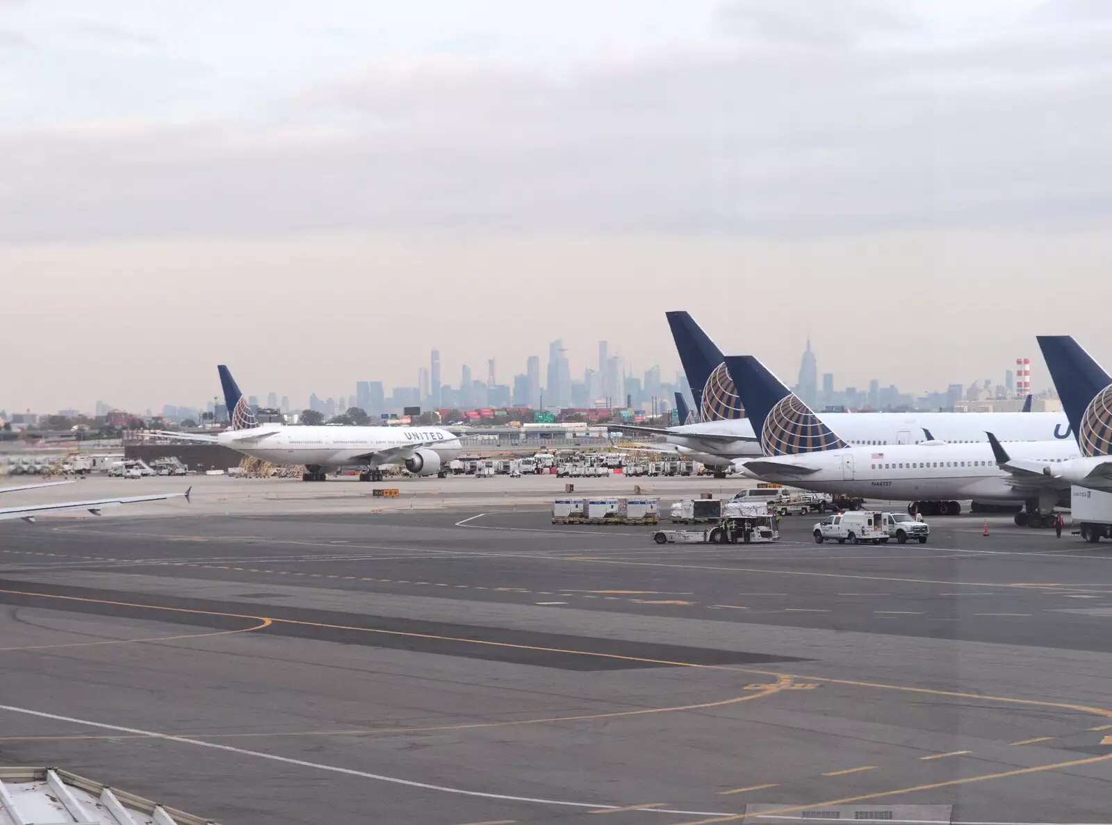 The New York skyline in the distance, from Times Square, USS Intrepid and the High Line, Manhattan, New York - 25th October 2018